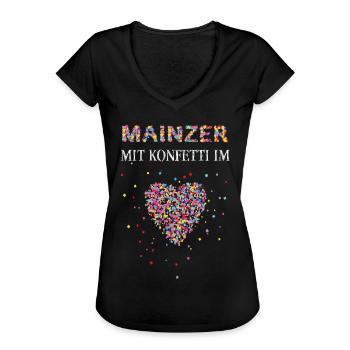 Mainzer Konfetti im Herz Karneval Fasnacht Mainz - Frauen Vintage T-Shirt - Schwarz - Vorne - Danielle (179cm)