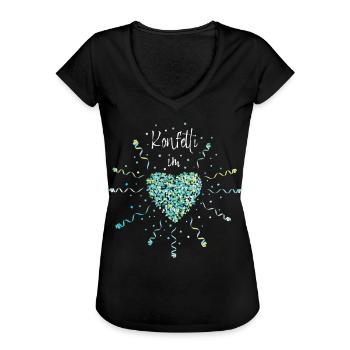 Konfetti im Herzen Karneval Fasching Jeck Narr - Frauen Vintage T-Shirt - Schwarz - Vorne