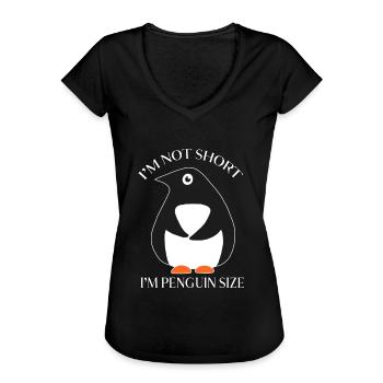Je ne suis pas petit, je suis taille pingouin - T-shirt vintage Femme - noir - Devant - Danielle (179cm)