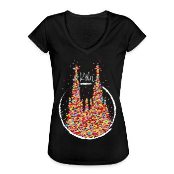 Kölner Dom Karneval Fasching Ersatzkostüm Jeck - Frauen Vintage T-Shirt - Schwarz - Vorne