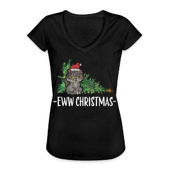 Anti Weihnachten Weihnachtsmuffel Katzen Christmas - Frauen Vintage T-Shirt - Schwarz - Vorne - Danielle (179cm)