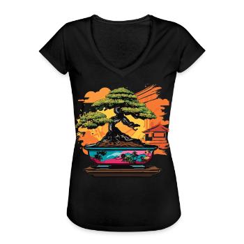 Japanese Bonsai Tree - Women's Vintage T-Shirt - black - Front - Danielle (179cm)