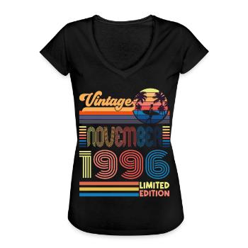 Jubiläum November 1996. Geschenk November 1996. - Frauen Vintage T-Shirt - Schwarz - Vorne