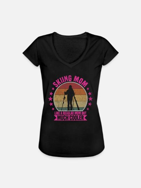 Maman skieuse Ski - T-shirt vintage Femme - noir