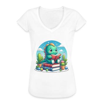 Lire dinosaure - T-shirt vintage Femme - noir - Devant - Danielle (179cm)