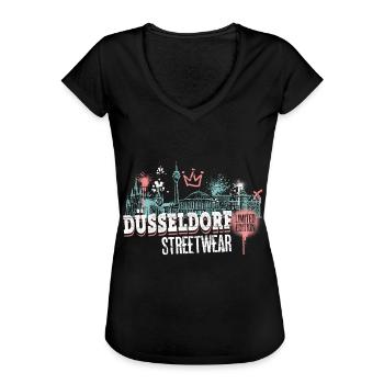 Dusseldorf Skyline City Germany Graffiti - Women's Vintage T-Shirt - black - Front - Danielle (179cm)