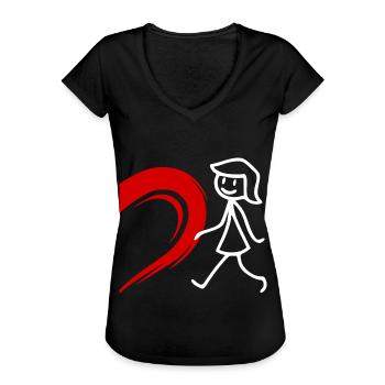 Partnerlook Beziehung Partnerschaft T-Shirt - Frauen Vintage T-Shirt - Schwarz - Vorne - Danielle (179cm)