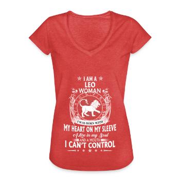 Sternzeichen Löwe - zodiac Leo - Frauen Vintage T-Shirt - Rot meliert - Vorne - Danielle (179cm)