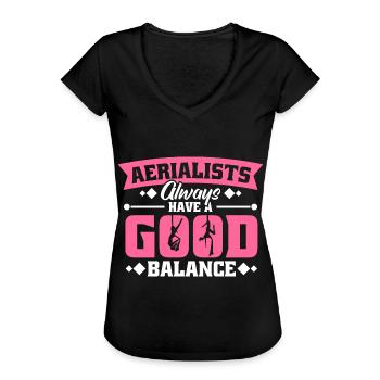 Aerial Silk / Aerial Yoga / Aerial Acrobatics Designs - Women's Vintage T-Shirt - black - Front - Danielle (179cm)