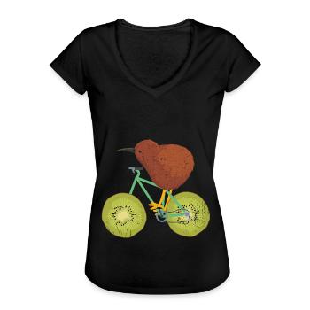 Kiwi Rennrad Neuseeland - Frauen Vintage T-Shirt - Schwarz - Vorne - Danielle (179cm)