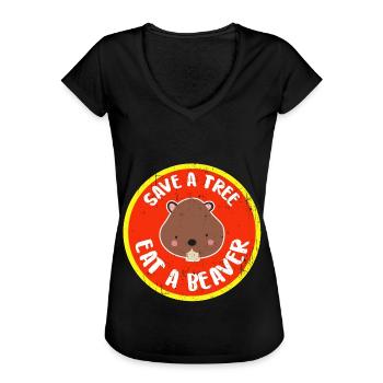 Bieber - Frauen Vintage T-Shirt - Schwarz - Vorne - Danielle (179cm)