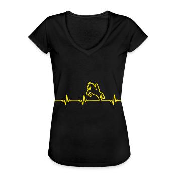 Pferd Herzschlag - Frauen Vintage T-Shirt - Schwarz - Vorne - Danielle (179cm)