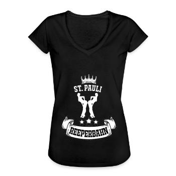 Reeperbahn in Hamburg Kiez am Hafen Geschenk Pauli - Frauen Vintage T-Shirt - Schwarz - Vorne - Danielle (179cm)