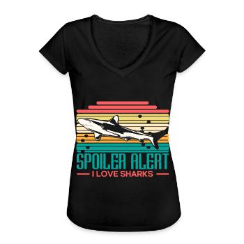 Shark Predator Gift Idea - Women's Vintage T-Shirt - black - Front - Danielle (179cm)