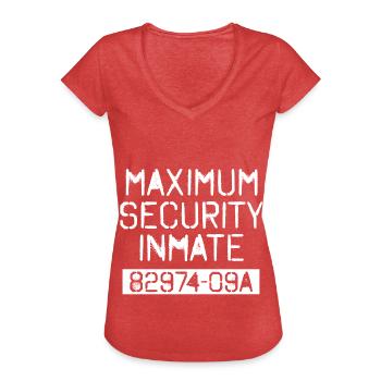 Halloween Prison Prison Costume Hommes Femmes Prisonnier - T-shirt vintage Femme - rouge chiné - Devant - Danielle (179cm)