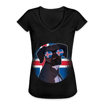 Island - Frauen Vintage T-Shirt - Schwarz - Vorne - Danielle (179cm)