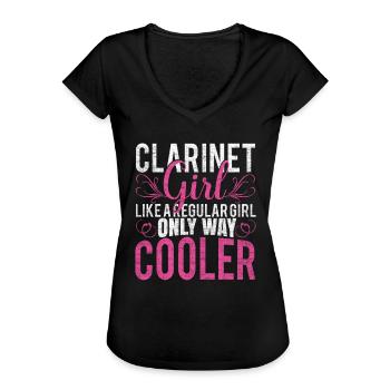 Klarinette - Frauen Vintage T-Shirt - Schwarz - Vorne - Danielle (179cm)