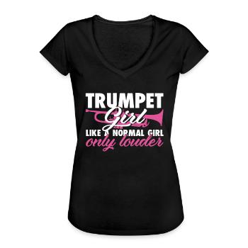 Trompete Frau Kapelle Musikerin Musik - Frauen Vintage T-Shirt - Schwarz - Vorne