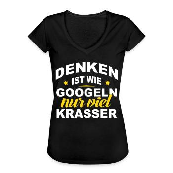 Denken ist wie googeln - Frauen Vintage T-Shirt - Schwarz - Vorne - Danielle (179cm)