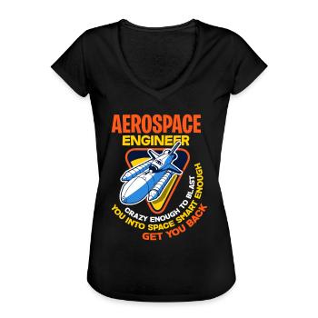 Ingénieur spatial - T-shirt vintage Femme - noir - Devant - Danielle (179cm)