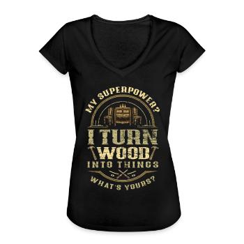 Fabricant de meubles menuisier - T-shirt vintage Femme - noir - Devant - Danielle (179cm)