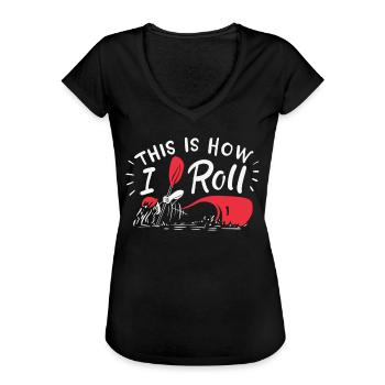 Kajak Kajakfahrer Kanu Ruderboot Kajakfahren - Frauen Vintage T-Shirt - Schwarz - Vorne - Danielle (179cm)