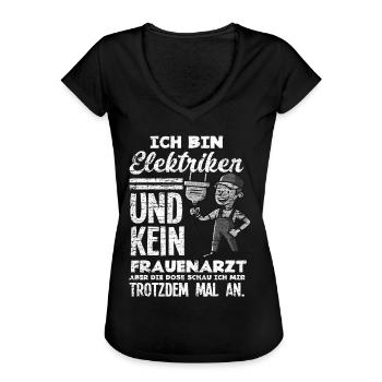 Lustiges Elektriker - Frauen Vintage T-Shirt - Schwarz - Vorne - Danielle (179cm)