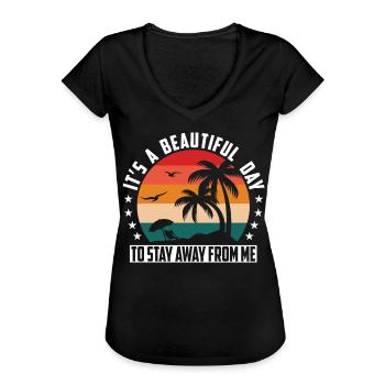 Stay Away From Me Antisocial Introvert Hate People - Frauen Vintage T-Shirt - Schwarz - Vorne - Danielle (179cm)
