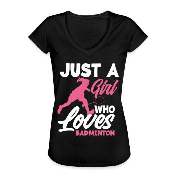 Badminton Mädchen - Frauen Vintage T-Shirt - Schwarz - Vorne