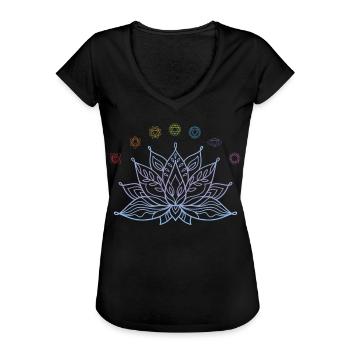Lotus Flower Chakras Aligned For Yoga Lover - Frauen Vintage T-Shirt - Schwarz - Vorne - Danielle (179cm)