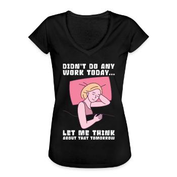 Procrastinator Work Sleeping Line Art Dessin - T-shirt vintage Femme - noir - Devant - Danielle (179cm)