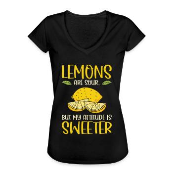 Limonade citron agrumes - T-shirt vintage Femme - noir - Devant - Danielle (179cm)