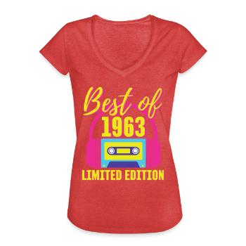 60th Birthday Best of 1963 Cassette Tape Retro 80s - Women's Vintage T-Shirt - heather red - Front - Danielle (179cm)