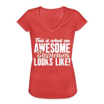 Großartige Stiefmama - Frauen Vintage T-Shirt - Rot meliert - Vorne - Danielle (179cm)