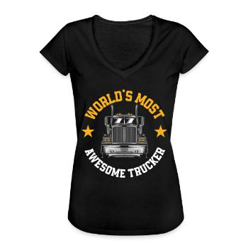 Lkw-Fahrer - Frauen Vintage T-Shirt - Schwarz - Vorne - Danielle (179cm)