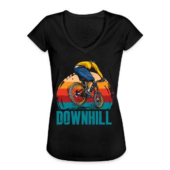 Terrengsykkeleventyr downhill retro - Vintage-T-skjorte for kvinner - svart - Foran - Danielle (179cm)