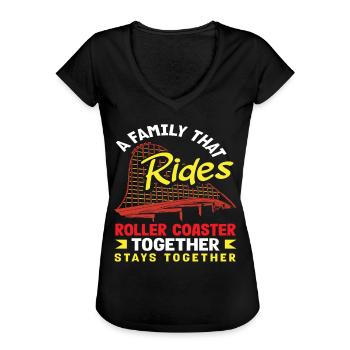 Roller coaster family ride strong together - Women's Vintage T-Shirt - black - Front - Danielle (179cm)