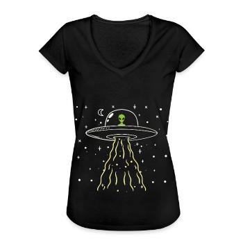 Alien Weltraum Raumschiff - Frauen Vintage T-Shirt - Schwarz - Vorne - Danielle (179cm)
