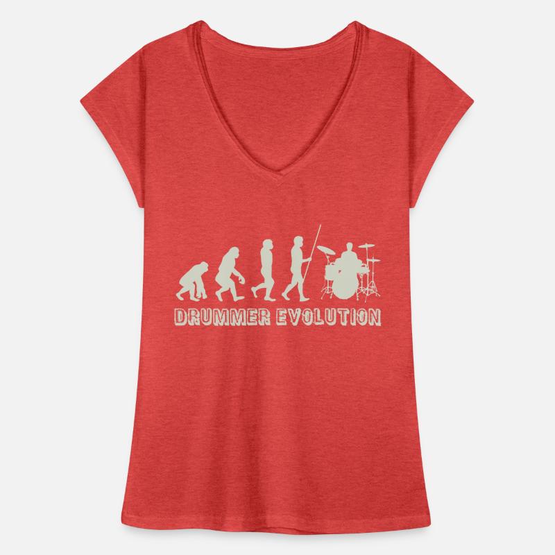 Evolution Drum Drummer T-shirt vintage Femme