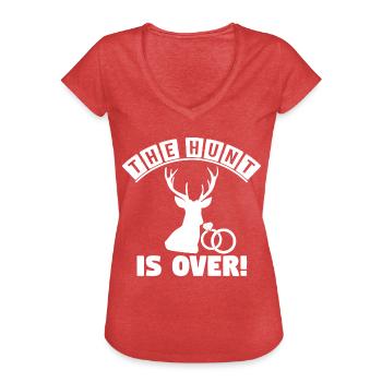 La chasse est finie bientôt! marier - T-shirt vintage Femme - rouge chiné - Devant - Danielle (179cm)