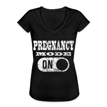 Schwangerschaft - Frauen Vintage T-Shirt - Schwarz - Vorne - Danielle (179cm)