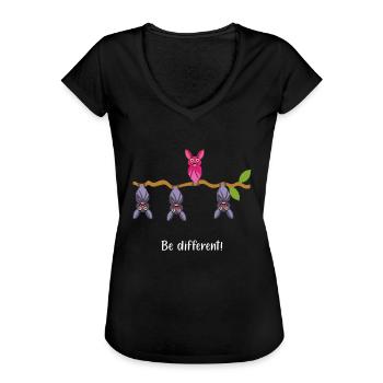 Be Different Fledermaus - Frauen Vintage T-Shirt - Schwarz - Vorne