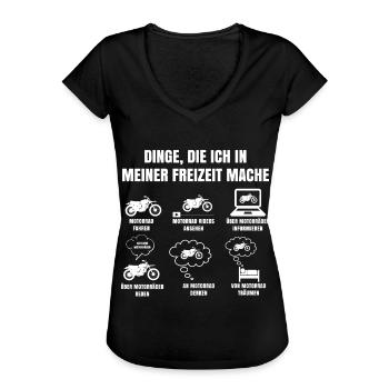 Dinge Die Ich In Meiner Freizeit Mache Motorrad - Frauen Vintage T-Shirt - Schwarz - Vorne - Danielle (179cm)