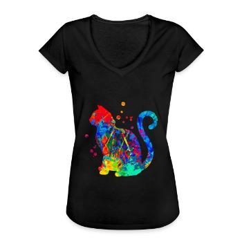 Cats Art Vintage Kitten Retro Kitten Graphic - Frauen Vintage T-Shirt - Schwarz - Vorne - Danielle (179cm)