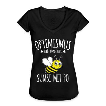 Optimismus rückwärts heißt Sumsi mit Po - Frauen Vintage T-Shirt - Schwarz - Vorne