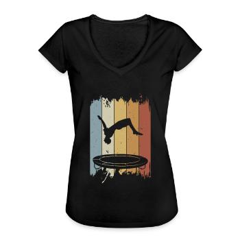 Trampolin Vintage Jump Trampolinturnen Springen - Frauen Vintage T-Shirt - Schwarz - Vorne