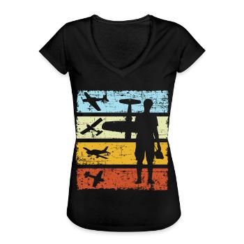 Model Airplane Aviation RC Flight retro vintage - Frauen Vintage T-Shirt - Schwarz - Vorne - Danielle (179cm)