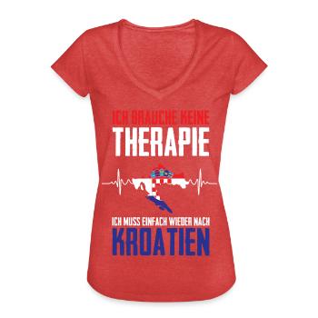 Kroatien Keine Therapie Urlaub Kroatien Herzschlag - Frauen Vintage T-Shirt - Rot meliert - Vorne - Danielle (179cm)