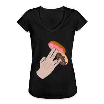 Two in the Pinky one in the Stinky Donuts - Women's Vintage T-Shirt - black - Front - Danielle (179cm)