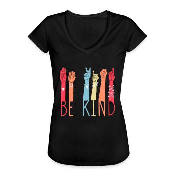 Handzeichen BE KIND Handzeichen ASL-Dolmetscher - Frauen Vintage T-Shirt - Schwarz - Vorne